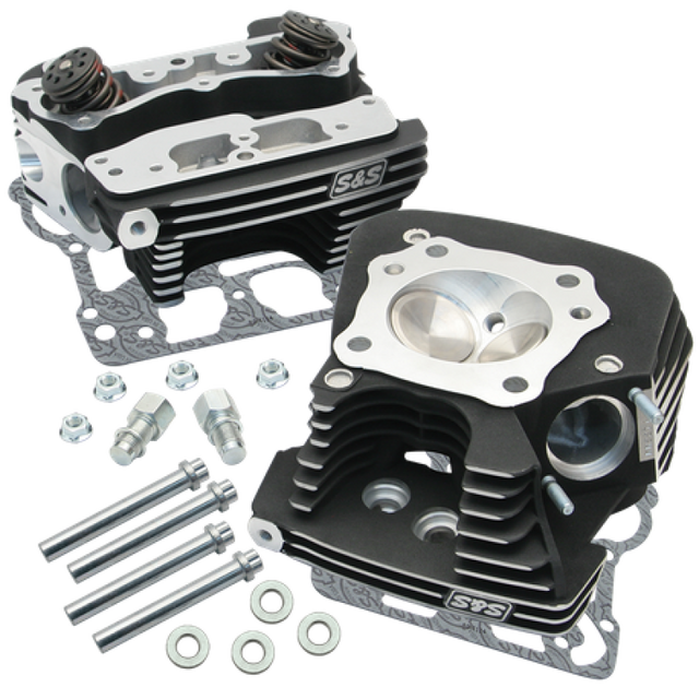 S&S Cycle 08-16 Touring Super Stock 89cc Cylinder Head Kit - Wrinkle Black S&S Cycle Heads  AXOPROS