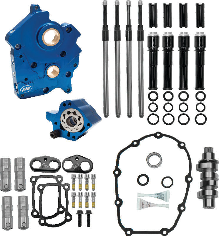 S&S Cycle 2017+ Oil Cooled M8 Models Chain Drive 475C Cam Chest Kit w/ Black Pushrod Tubes S&S Cycle Cam Gears  AXOPROS