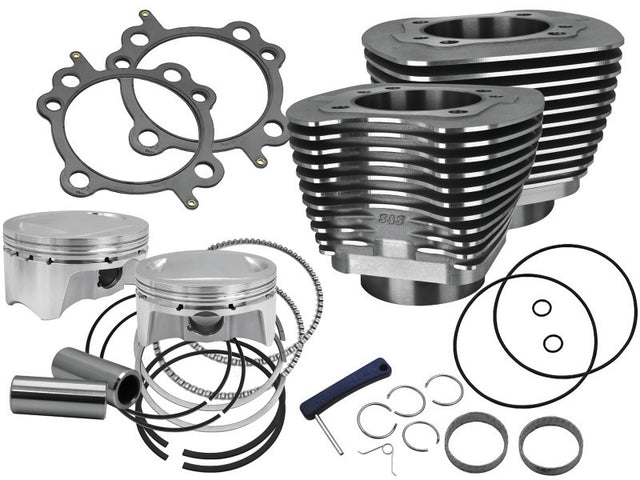 S&S Cycle 99-06 BT 4in Bore 4in Stroke Cylinder Kit - Wrinkle Black w/ Highlight S&S Cycle Piston Sets - Powersports  AXOPROS