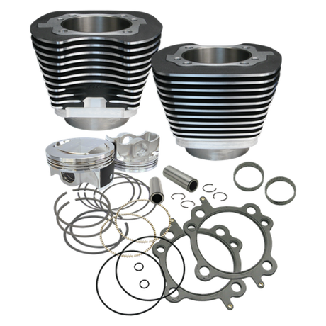 S&S Cycle 99-06 BT 97in Big Bore Cylinder Kit - Wrinkle Black S&S Cycle Piston Sets - Powersports  AXOPROS