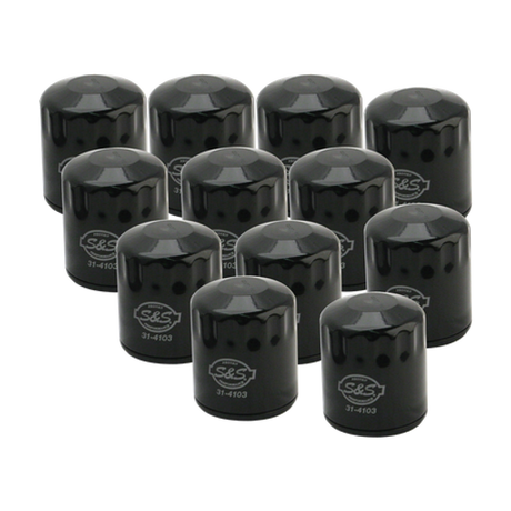 S&S Cycle 99-18 BT/2017+ M8/X-Wedge Black Oil Filter - 12 Pack S&S Cycle Oil Filters  AXOPROS