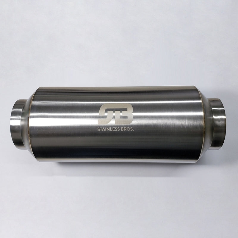 Stainless Bros 3.0in x 12.0in OAL Lightweight Muffler - Polished Stainless Bros Muffler  AXOPROS