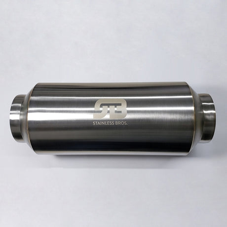 Stainless Bros 3.0in x 12.0in OAL Lightweight Muffler - Polished Stainless Bros Muffler  AXOPROS