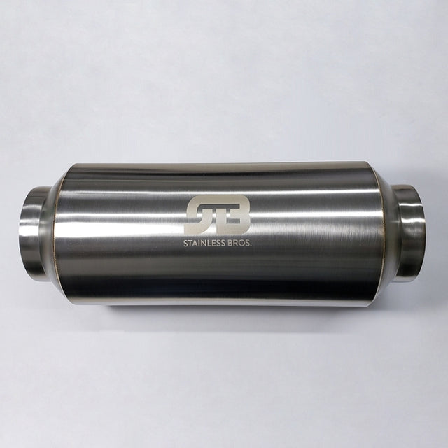 Stainless Bros 3.0in x 12.0in OAL Lightweight Muffler - Polished Stainless Bros Muffler  AXOPROS