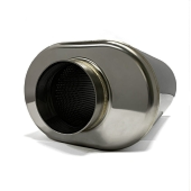 Stainless Bros 3.5in x 12.0in OAL SS304 Oval Muffler - Polished Stainless Bros Muffler  AXOPROS