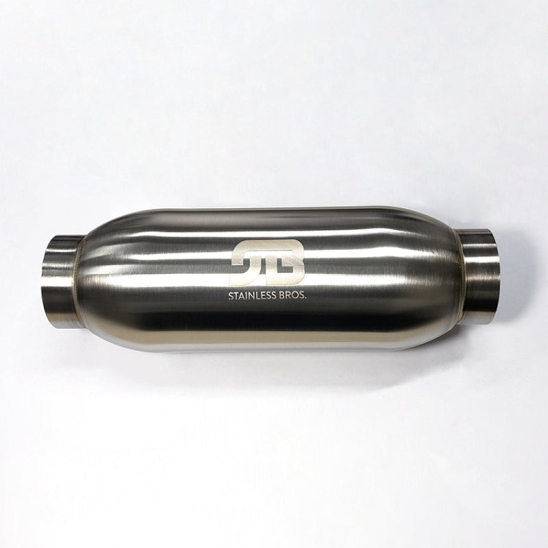Stainless Bros 4in Body x 12.0in Length 3in Inlet/Outlet Bullet Resonator Stainless Bros Resonators  AXOPROS