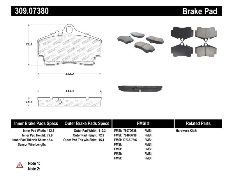 StopTech Performance 97-04 Porsche Boxster / 00-08 Boxster S / 98-08 911 Rear Brake Pads Stoptech Brake Pads - Performance  AXOPROS
