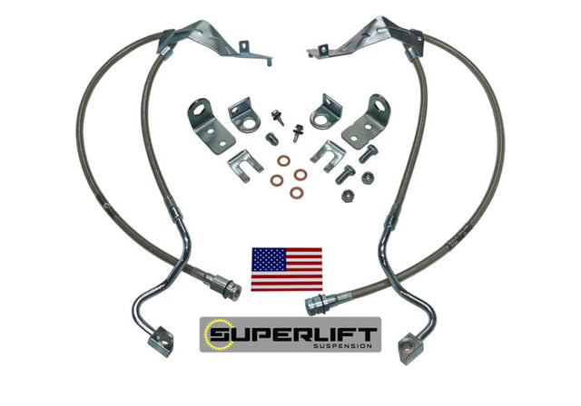 Superlift 05-07 Ford F-250/F-350 w/ 4-8in Lift Kit (Pair) Bullet Proof Brake Hoses Superlift Brake Line Kits  AXOPROS
