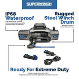 Superwinch 10000 LBS 12V DC 3/8in x 85ft Wire Rope SX 10000 Winch Superwinch Winches  AXOPROS