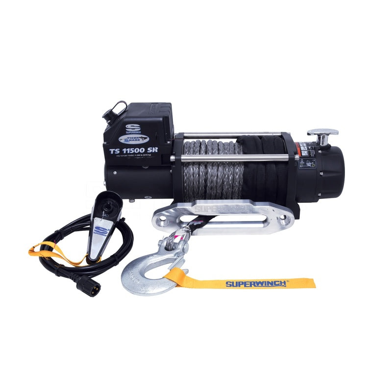 Superwinch 11500 LBS 12V DC 3/8in x 80ft Synthetic Rope Tiger Shark 11500 Winch Superwinch Winches  AXOPROS