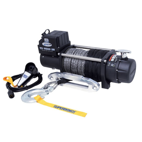 Superwinch 11500 LBS 12V DC 3/8in x 80ft Synthetic Rope Tiger Shark 11500 Winch Superwinch Winches  AXOPROS