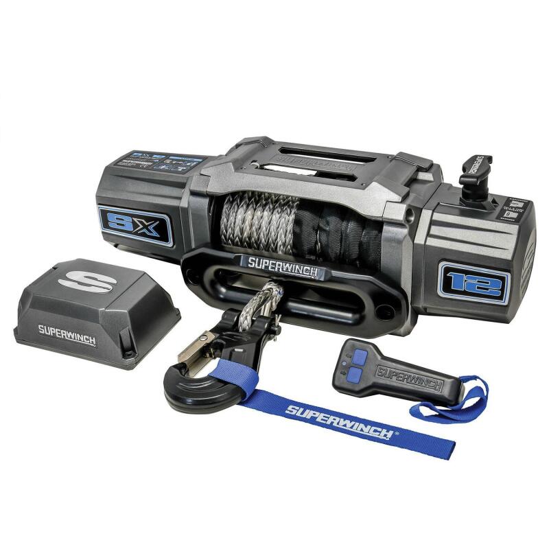 Superwinch 12000 LBS 12V DC 3/8in x 80ft Synthetic Rope SX 12000SR Winch - Graphite Superwinch Winches  AXOPROS