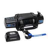 Superwinch 12000 LBS 12V DC 3/8in x 80ft Synthetic Rope SX12SR Winch - Semi Gloss Black Superwinch Winches  AXOPROS