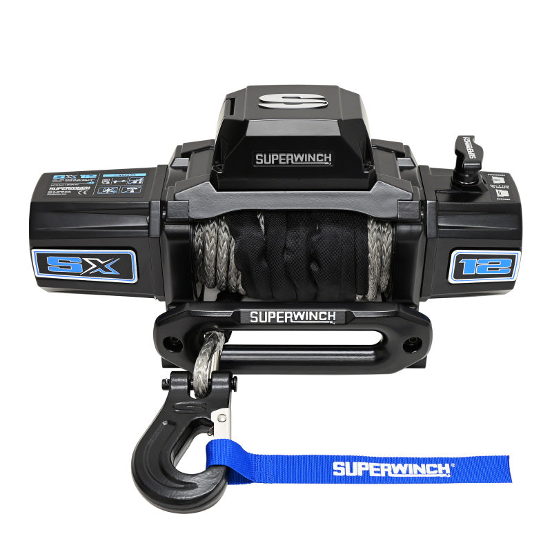 Superwinch 12000 LBS 12V DC 3/8in x 80ft Synthetic Rope SX12SR Winch - Semi Gloss Black Superwinch Winches  AXOPROS