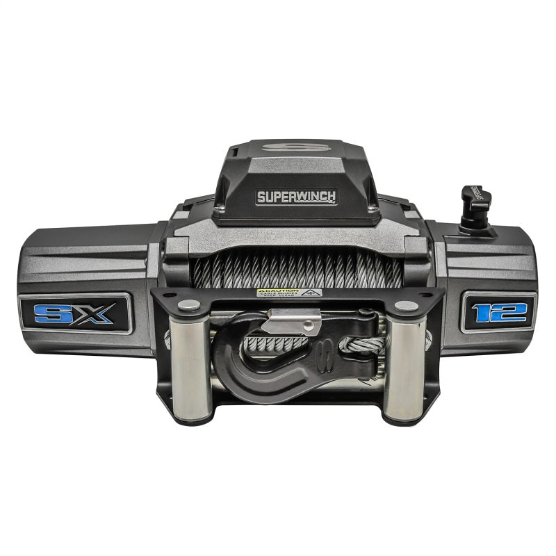 Superwinch 12000 LBS 12V DC 3/8in x 85ft Wire Rope SX 12000 Winch - Graphite Superwinch Winches  AXOPROS