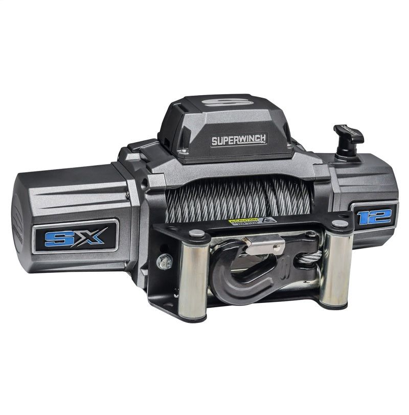 Superwinch 12000 LBS 12V DC 3/8in x 85ft Wire Rope SX 12000 Winch - Graphite Superwinch Winches  AXOPROS