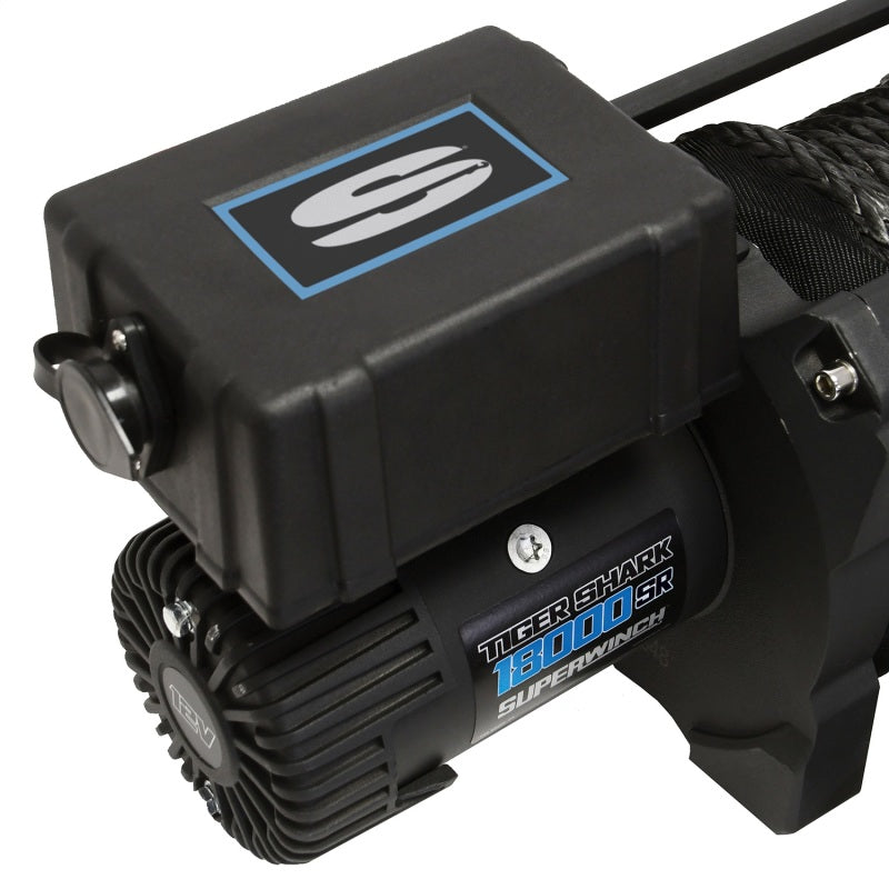Superwinch 18000 LBS 12V DC 33/64in x 79 ft Synthetic Rope Tiger Shark 18000SR Winch Superwinch Winches  AXOPROS