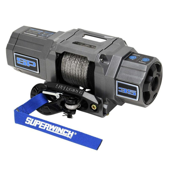 Superwinch 3500 LBS 12V DC 7/32in x 40ft Synthetic Rope Hawse Fairlead SP 35SR Winch Superwinch Winches  AXOPROS