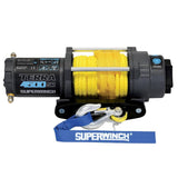 Superwinch 4500 LBS 12V DC 1/4in x 50ft Synthetic Rope Terra 4500SR Winch - Gray Wrinkle Superwinch Winches  AXOPROS