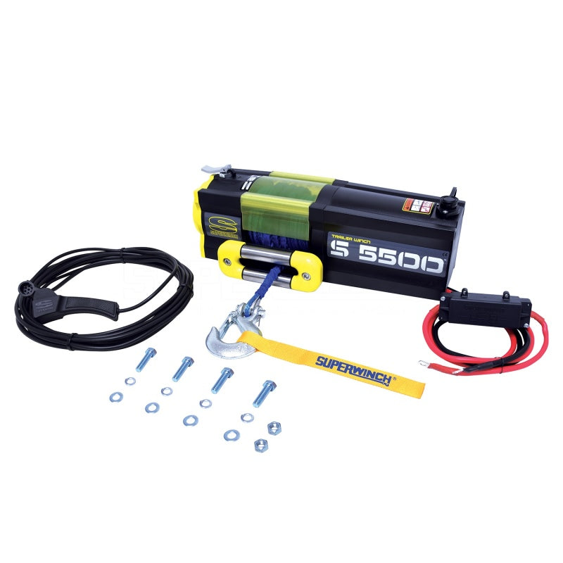 Superwinch 5500 LBS 12V DC 1/4in x 60ft Synthetic Rope S5500 Winch Superwinch Winches  AXOPROS