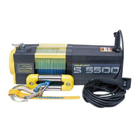 Superwinch 5500 LBS 12V DC 1/4in x 60ft Synthetic Rope S5500 Winch Superwinch Winches  AXOPROS