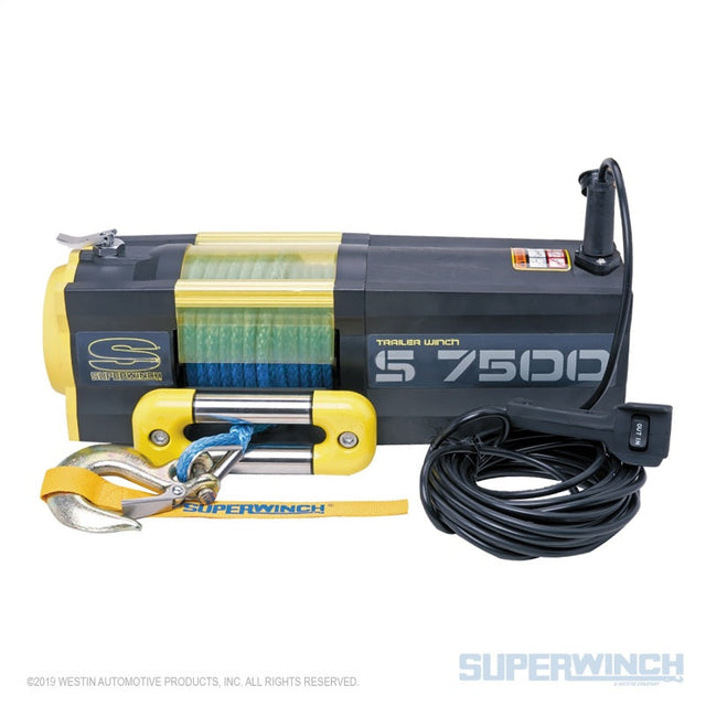 Superwinch 7500 LBS 12V DC 5/16in x 54ft Synthetic Rope S7500 Winch Superwinch Winches  AXOPROS