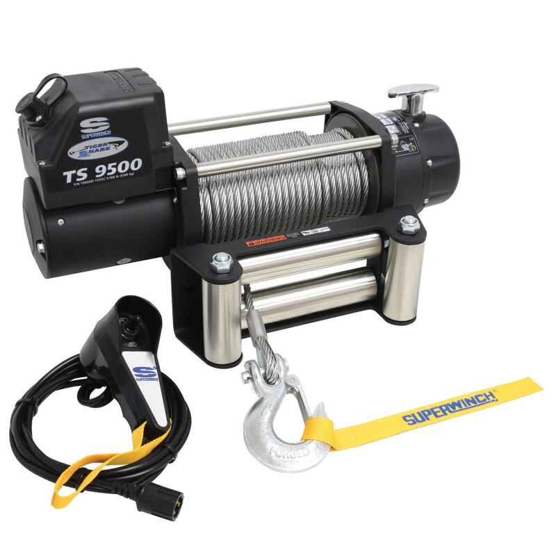 Superwinch 9500 LBS 12V DC 11/32in x 95ft Steel Rope Tiger Shark 9500 Winch Superwinch Winches  AXOPROS