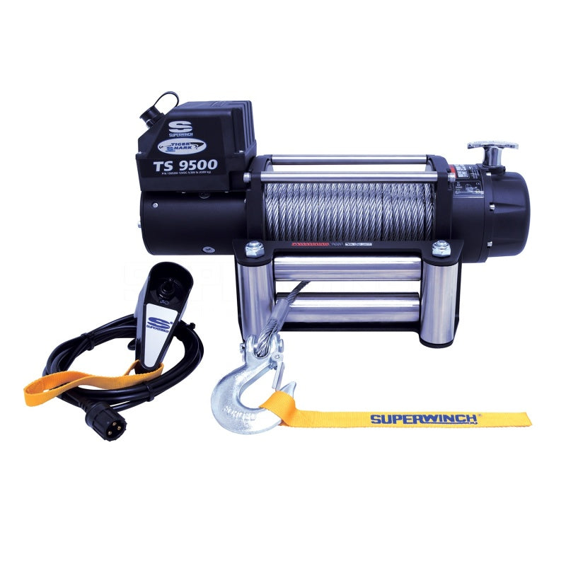 Superwinch 9500 LBS 12V DC 11/32in x 95ft Steel Rope Tiger Shark 9500 Winch Superwinch Winches  AXOPROS