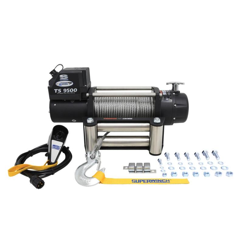 Superwinch 9500 LBS 12V DC 11/32in x 95ft Steel Rope Tiger Shark 9500 Winch Superwinch Winches  AXOPROS