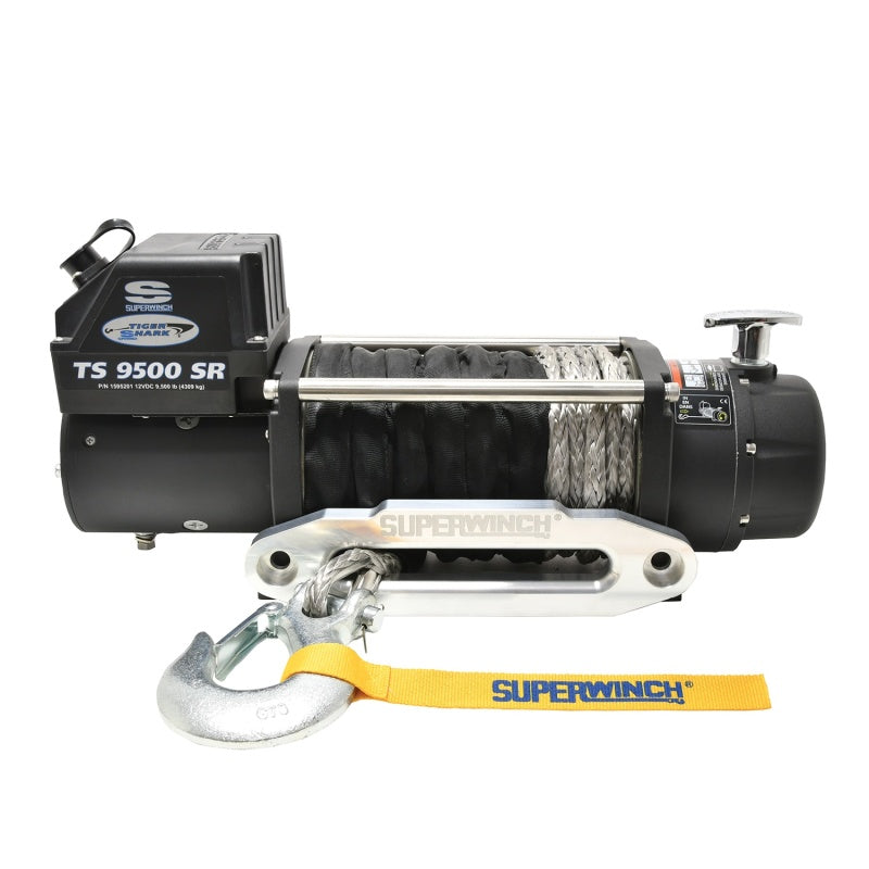 Superwinch 9500 LBS 12V DC 3/8in x 80ft Synthetic Rope Tiger Shark 9500 Winch Superwinch Winches  AXOPROS