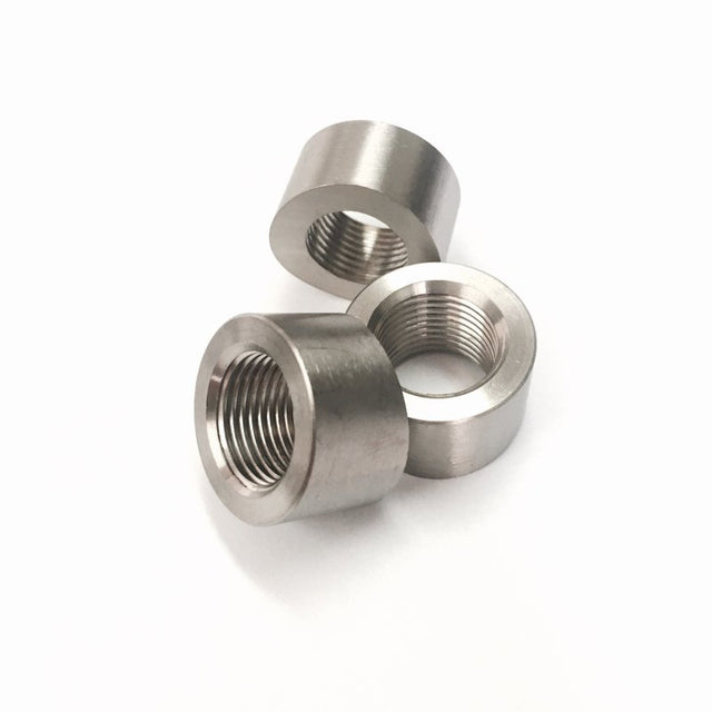 Ticon Industries 3/8in NPT Titanium Sensor Bung 1.5in to 5in Tubing - Coped End Ticon Bungs  AXOPROS