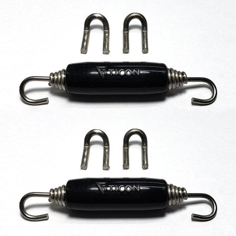Ticon Industries Black Silicone Titanium Spring Tab and Spring Kit (4 Tabs/2 Springs) - 2 Pack Ticon Exhaust Hooks  AXOPROS