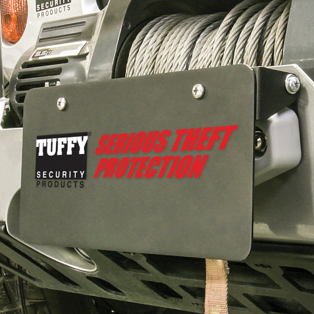 Tuffy Flipup License Plate Holder- Winch W/Hawse- Blk Tuffy Products Cargo Organization  AXOPROS