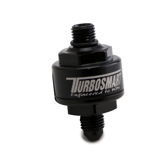 Turbosmart Billet Turbo Oil Feed Filter w/ 44 Micron Pleated Disc AN-4 Male to AN-4 ORB- Black Turbosmart Oil Filter Other  AXOPROS