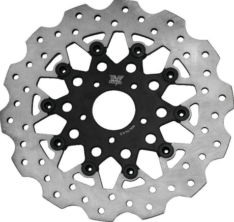Twin Power 08-13 FLH FLT 08-16 FLHR 06-17 Dyna Front 11.8 Scalloped Floating Rotor Black Mesh TwinPower Brake Rotors - OE  AXOPROS