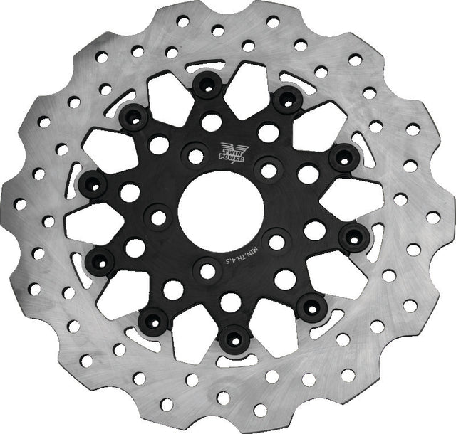 Twin Power 08-Up FLH FLT Rear 11.8 Scalloped Floating Rotor Black Mesh TwinPower Brake Rotors - OE  AXOPROS