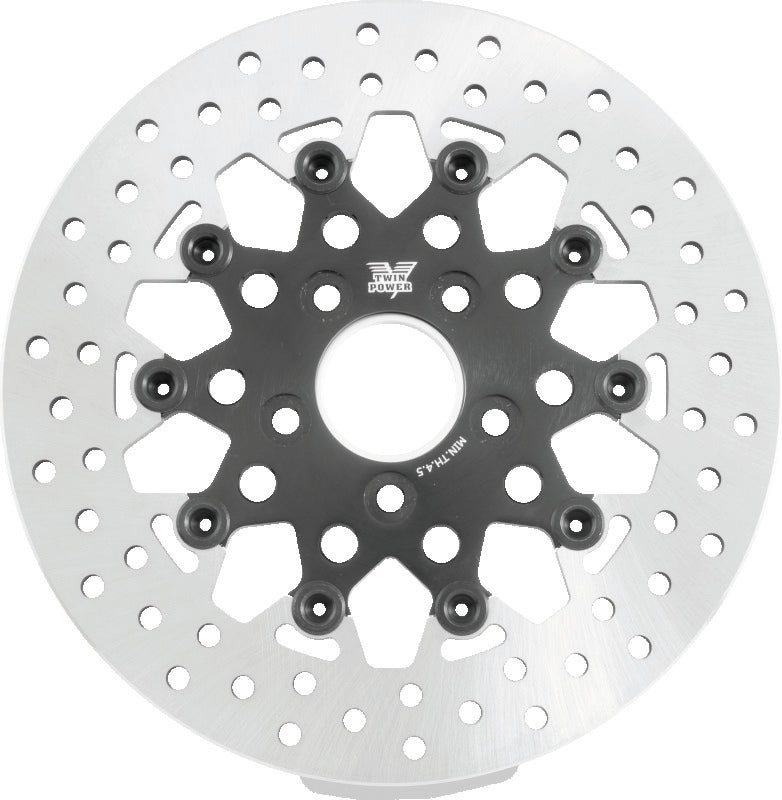 Twin Power 08-Up FLH FLT Rear 11.5 Floating Rotor Black Mesh TwinPower Brake Rotors - OE  AXOPROS