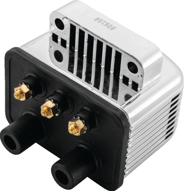 Twin Power Big Twin and XL Custom Application Ignition Coil Chrome Single Fire Dual Output 3 ohm TwinPower Stock Replacement Ignition  AXOPROS