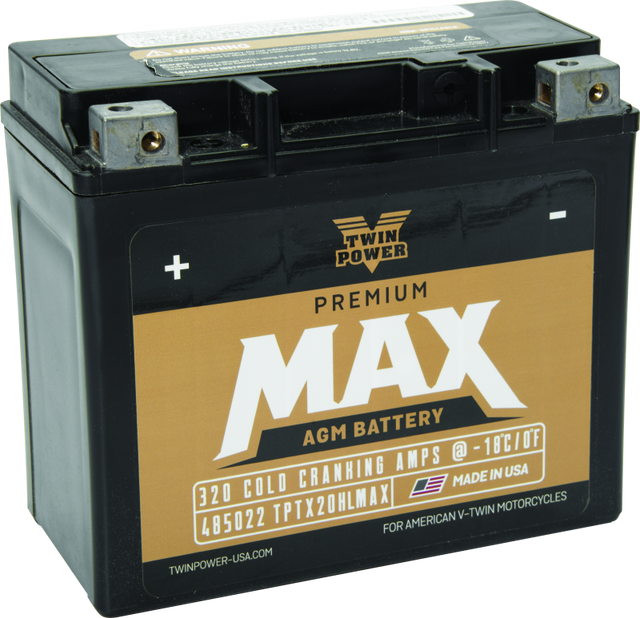 Twin Power GYZ-20HL Premium MAX Battery Replaces H-D 65989-97A Made in USA 320 CCA TwinPower Batteries  AXOPROS