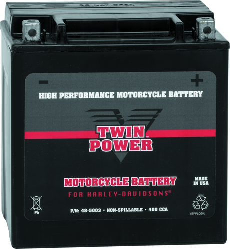 Twin Power YIX-30L High Performance Battery Replaces H-D 66010-97A Made in USA 400 CCA TwinPower Batteries  AXOPROS