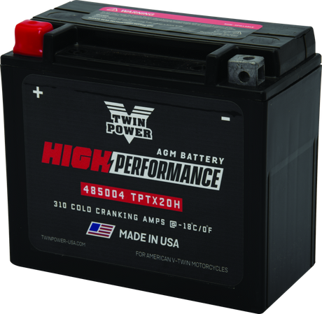 Twin Power YTX-20H High Performance Battery Replaces H-D 65991-82B Made in USA 310 CCA TwinPower Batteries  AXOPROS