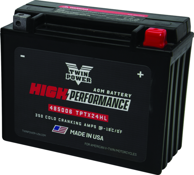 Twin Power YTX-24HL High Performance Battery Replaces H-D 66010-82A Made in USA 350 CCA TwinPower Batteries  AXOPROS