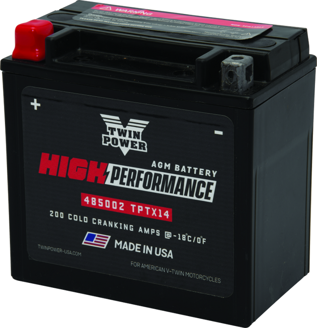 Twin Power YTX14 High Performance Battery Replaces H-D 65948-00 Made in USA 200 CCA TwinPower Batteries  AXOPROS