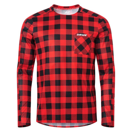 USWE Flannel Long Sleeve Lightweight Off-Road Jersey Flame Red - XL USWE Shirts  AXOPROS