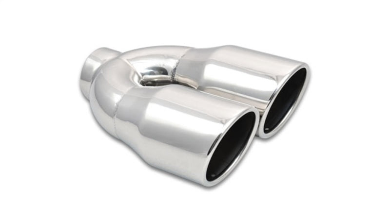 Vibrant 2.5in ID Dual 3.5in OD Round SS Exhaust Tip (Single Wall Angle Cut) Vibrant Tips  AXOPROS