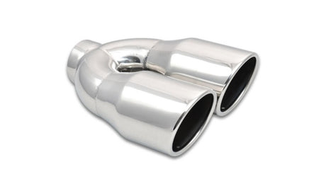 Vibrant 2.5in ID Dual 3.5in OD Round SS Exhaust Tip (Single Wall Angle Cut) Vibrant Tips  AXOPROS