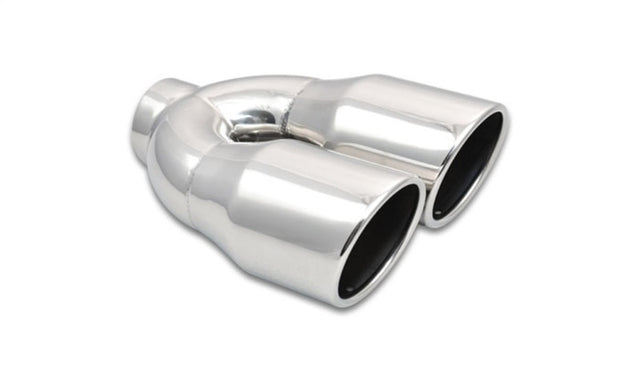 Vibrant 2.5in ID Dual 3.5in OD Round SS Exhaust Tip (Single Wall Angle Cut) Vibrant Tips  AXOPROS