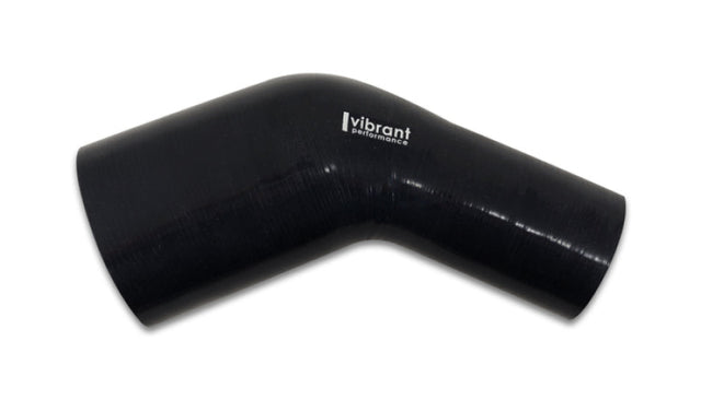 Vibrant 3.50in ID x 4in ID Gloss Black Silicone 45 Degree Transition Elbow Vibrant Silicone Couplers & Hoses  AXOPROS