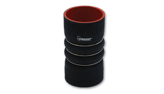 Vibrant 4 Ply Aramid Hump Hose w/3 SS Rings 4in ID x 8in Length - Black Vibrant Silicone Couplers & Hoses  AXOPROS