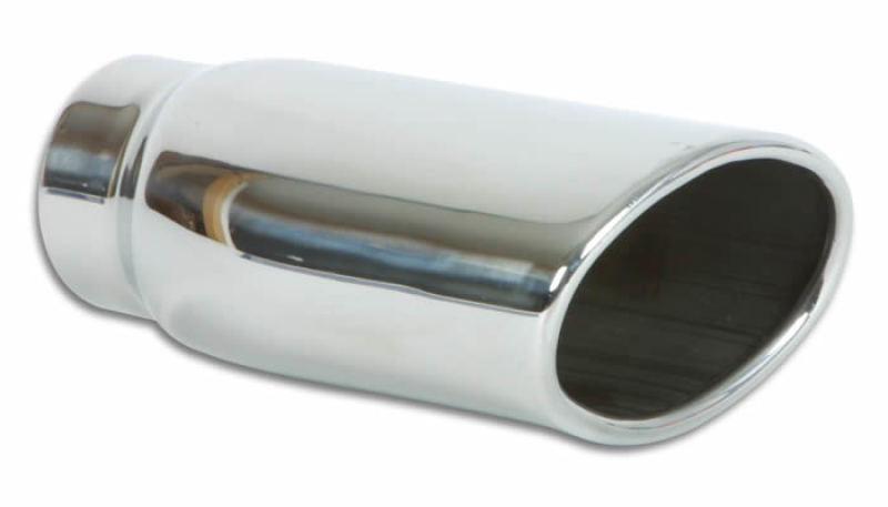 Vibrant 4.5in x 3in Oval SS Exhaust Tip (Single Wall Angle Cut Rolled Edge) Vibrant Tips  AXOPROS